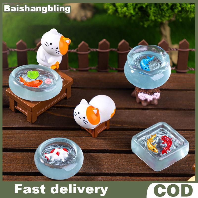 BSBL 4 ชิ้น/เซ็ต Dollhouse Miniature จําลอง Koi ถังปลาตุ๊กตา House รอบถังปลาตุ๊กตา Mini เฟอร์นิเจอร์