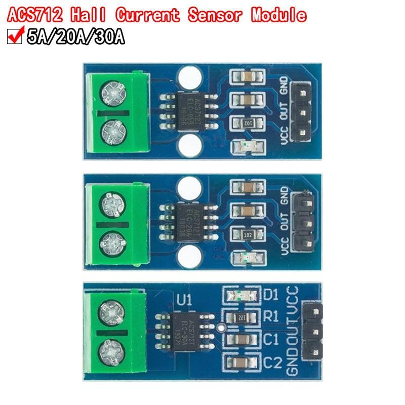 ACS712 5A 20A 30A Range Hall Current Sensor โมดูลสําหรับ Arduino ACS712-30A ACS712-20A