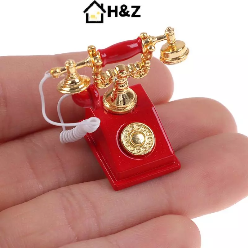 H & Z โทรศัพท์ย้อนยุคจิ๋ว 1:12 สำหรับตุ๊กตา thumbnail 4