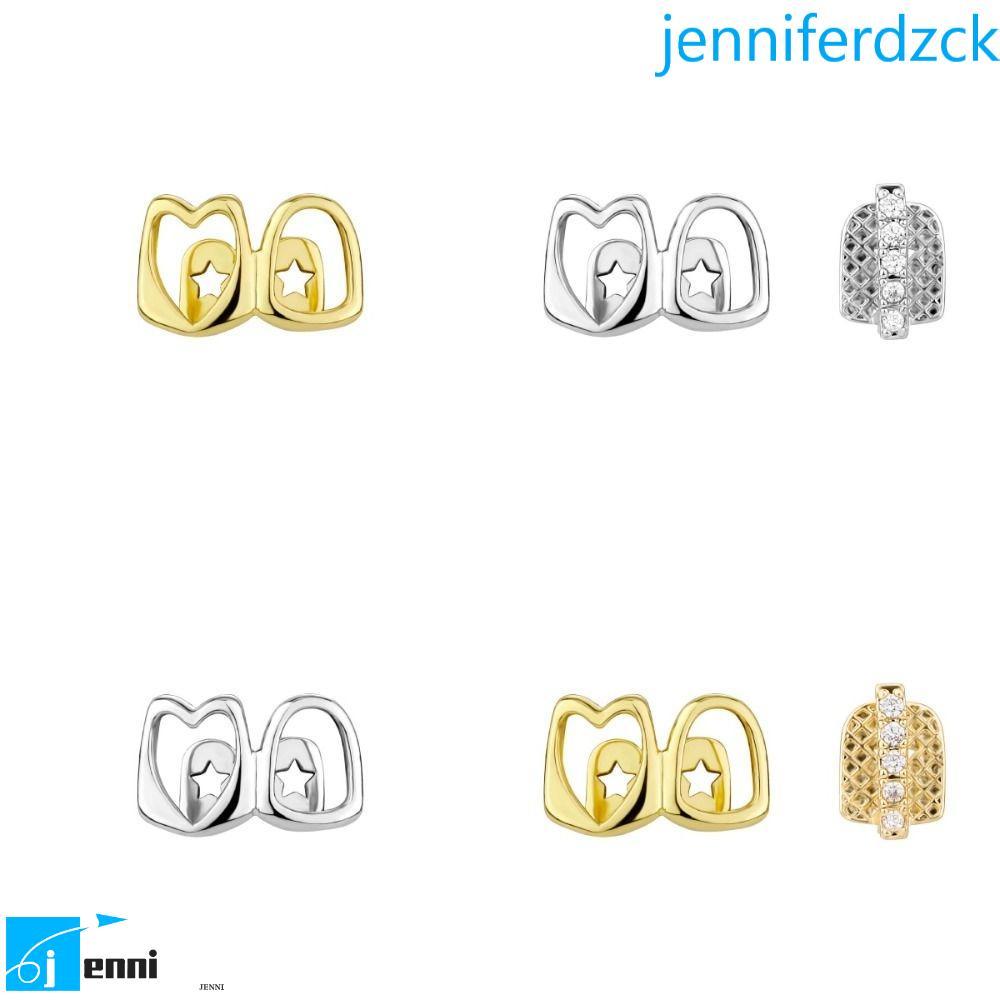 ฟัน Grillz แบบทรงหัวใจโปร่ง โลหิตสีทองพร้อมเพชรซิทริน เครื่องประดับสไตล์พังค์และฮิปฮอป
