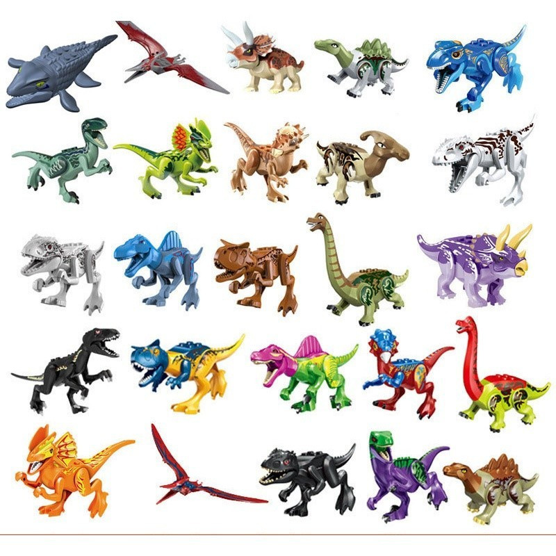 ของเล่นไดโนเสาร์จูราสสิก/Velociraptor/Spinosaurus/Beast Building Blocks ประกอบของเล่น/รูปแบบต่างๆเสริม
