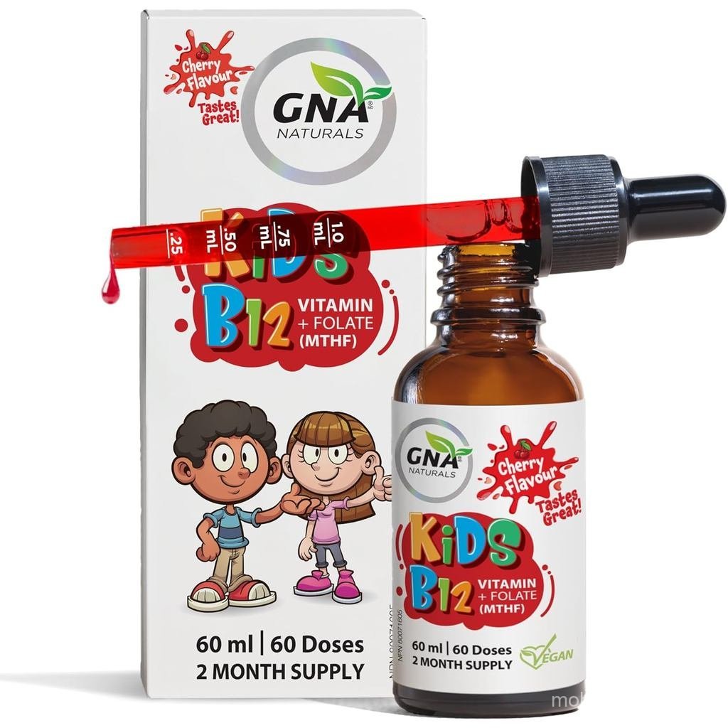GNA Naturals Kids Vitamin B12 with Folate อาหารเสริม 60ml - VitaminB12 Methylcobalamin 1000 mcg - Li