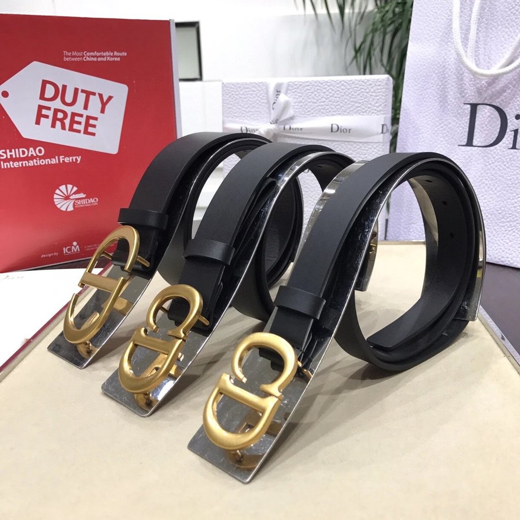[Dior] Classic cd Belt cd Belt Vintage Metal "CD" Logo Delicate Soft Import Calfskin Classic Double 