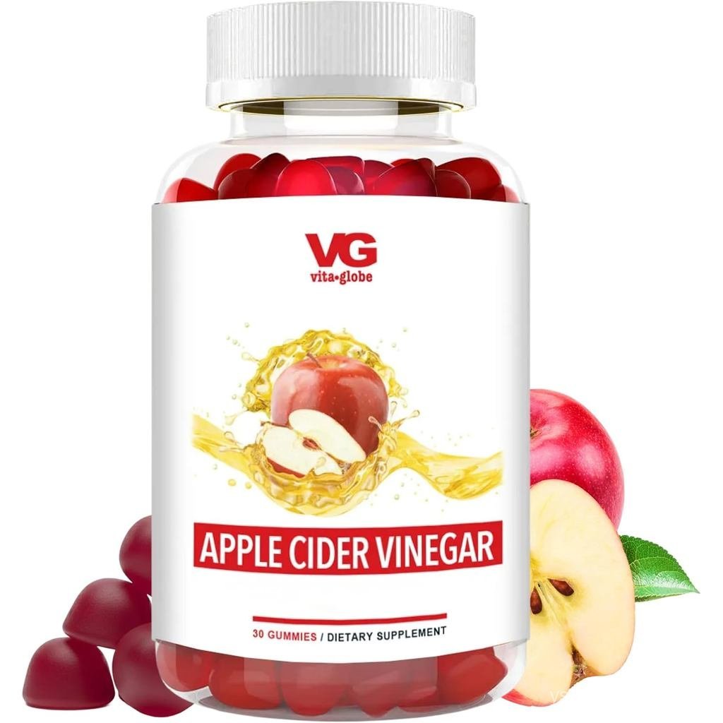 VITA GLOBE Apple Cider Vinegar Gummies 500mg with The Mother, Vitamin B6, B12 & Folate – A Tangy App
