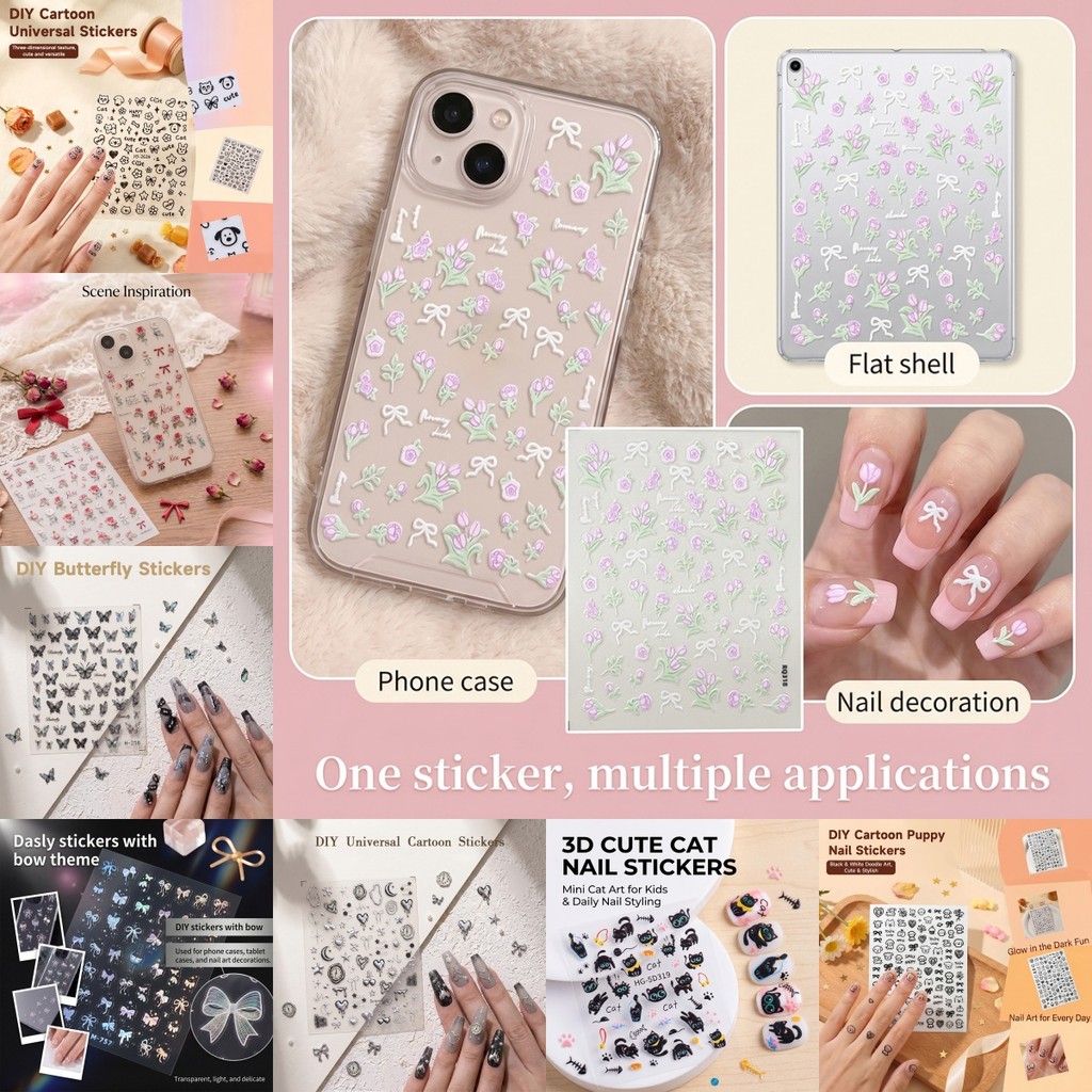 DIYสติกเกอร์สำหรับโทรศัพท์และแท็บเล็ต สติกเกอร์ติดเล็บ สติกเกอร์สำหรับสมุดบันทึก, สติกเกอร์ 3มิติ สติกเกอร์แบบมีกาวในตัว