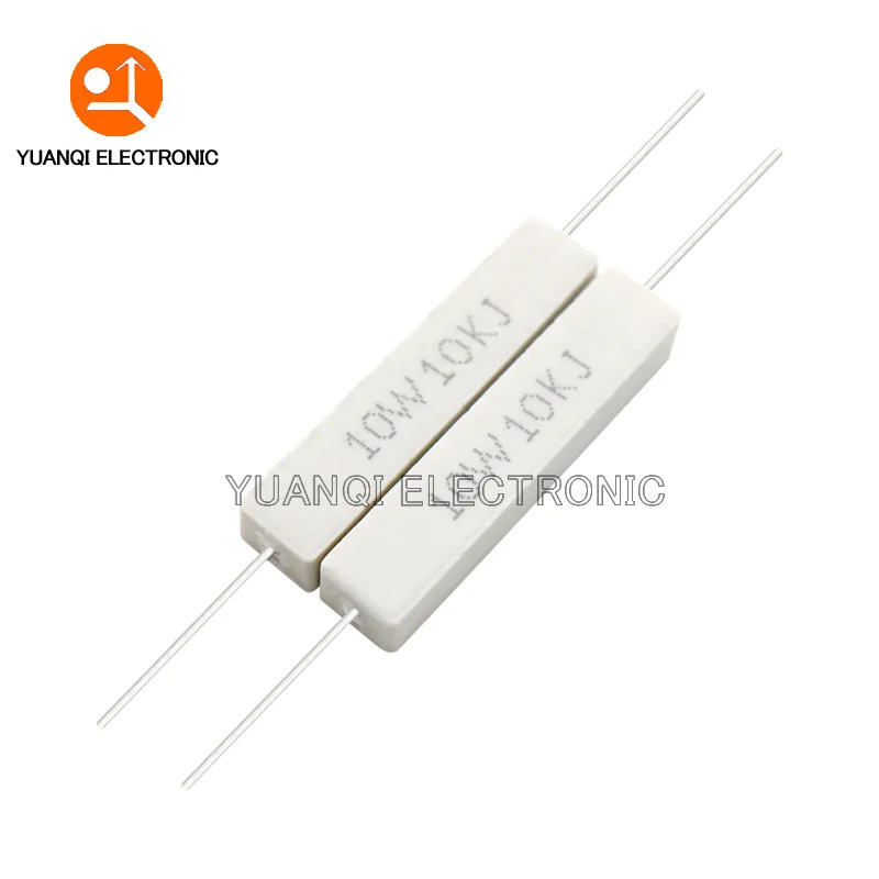10PCS 10W 5% ตัวต้านทานซีเมนต์ความต้านทานพลังงาน 0.1R-10K 1R 10R 100R 0.5 1 1.5 2.2 8.2 10 12 22 47 