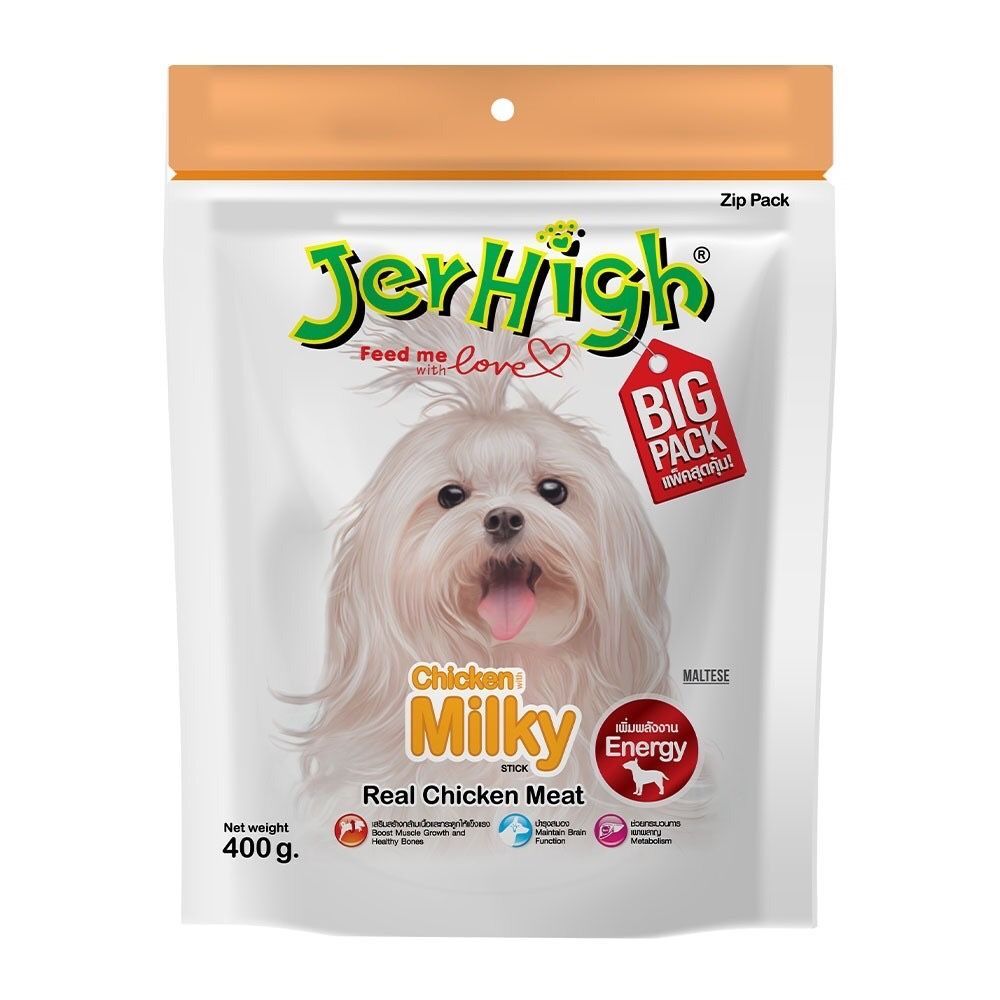[สินค้าส่งด่วน] เจอร์ไฮสติ๊กรสนม 400กรัม JERHIGH MILKY STICK 400G.