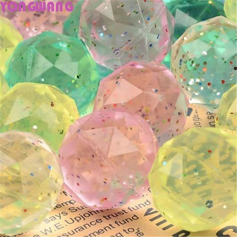 YONGWANG66HR 6 ชิ้น Diamond Bouncy Ball, Bouncy toy Clear Rubber Bouncy Ball, Diamond Shape Ball ขนา