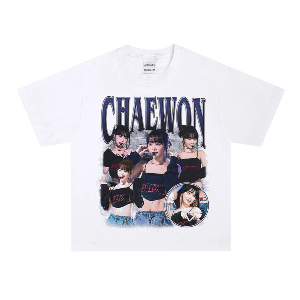 【in stock】[มีสินค้า] เสื้อยืดแขนยาวและแขนสั้นสไตล์สตรีทพิมพ์ลายล้างสี คอเล็ก ของ LE SSERAFIM Captain