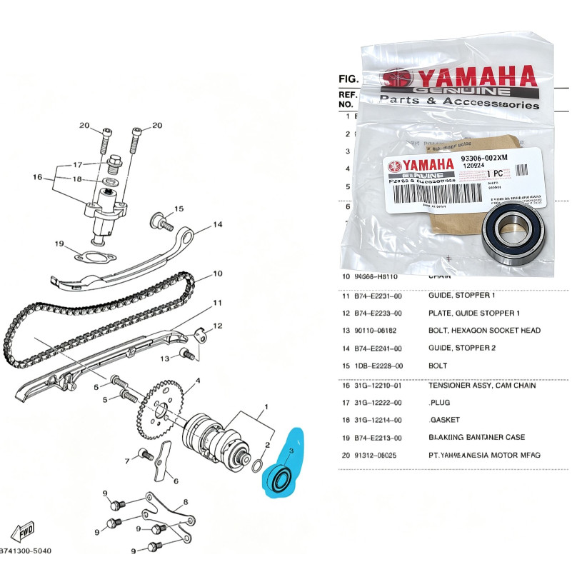93306-002XM [ 6002 ] YAMAHA PART CAMSHAFT BEARING XMAX250 / XMAX300