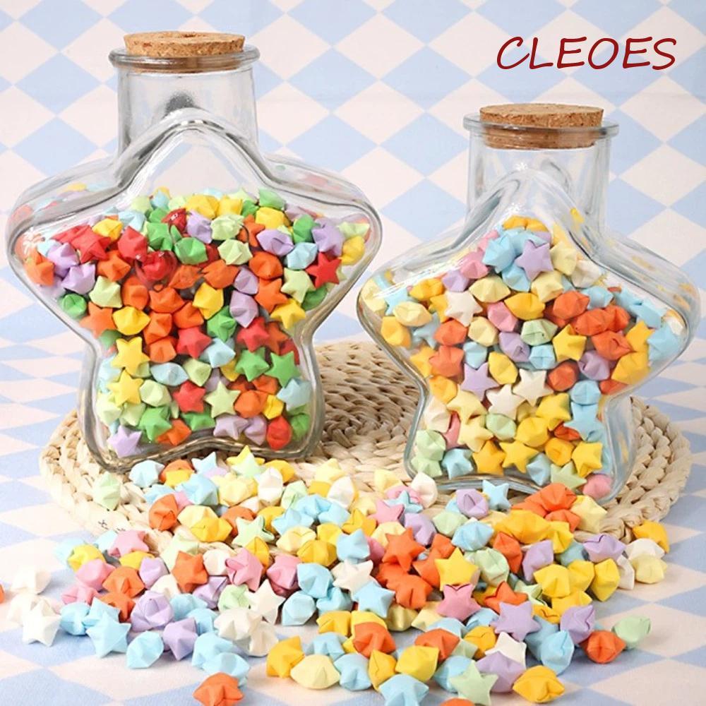 CLEOES DIY Stars Wishing Bottle, DIY Glass Bottle Origami Stars Paper Strips, Graduated Color Paper 