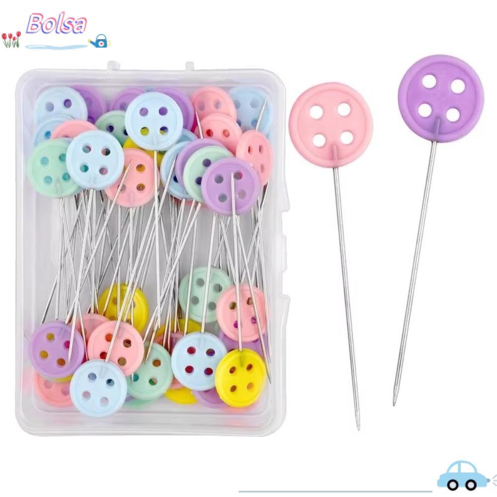 BOLSA 50 ชิ้น Dressmaking Pins, เย็บเย็บปักถักร้อยตําแหน่งเข็ม, Bowknot DIY Handmade คู่มือตําแหน่งเข็มอุปกรณ์เย็บผ้า