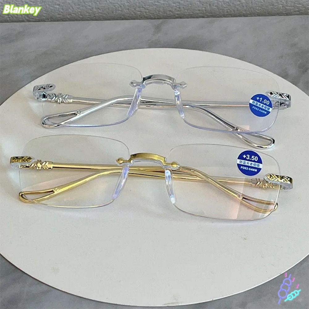 BLANKEFX แว่นตาทรงสี่เหลี่ยม, แว่นตาอ่านหนังสือป้องกันแสงสีฟ้า PC Ultralight, แว่นตาสายตายาวป้องกันแสงสีฟ้าหรูหราสํานักงาน