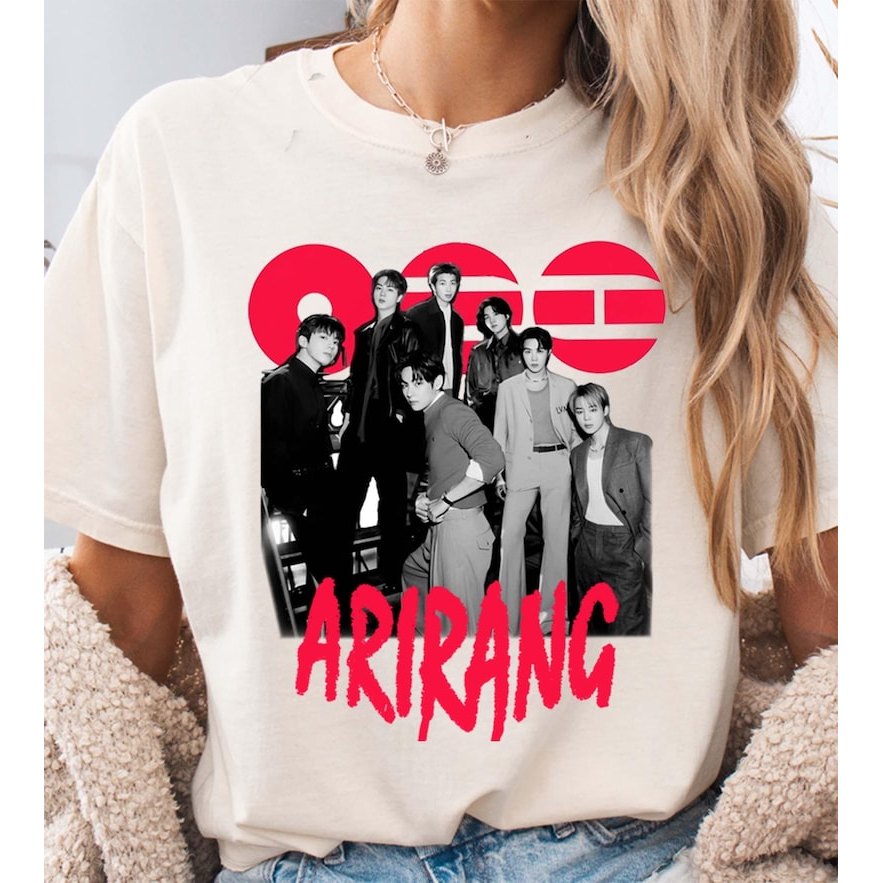 [มีสินค้า] เสื้อยืด BTS Ariran, เสื้อสเวตเตอร์ลายกราฟิกน่ารัก BTS Tour 2026, เสื้อคอนเสิร์ต BTS, สิน