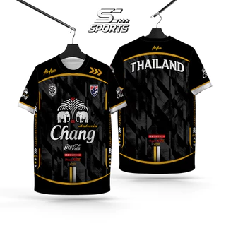 เสื้อกีฬาผ้าพิมพ์ลายสปอนเซอร์ ช้าง-01-ดำ ผ้าไมโครโพลีเอสเตอร์ แห้งเร็ว ใส่สบาย ไซส์ S-4XL