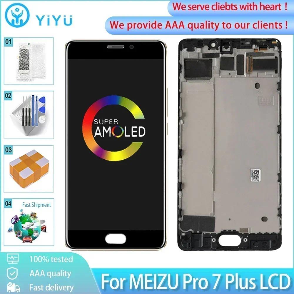 Original AMOLED 5.7 "สําหรับ MEIZU Pro 7 Plus LCD Touch Screen Digitizer Assembly สําหรับ Meizu Pro7