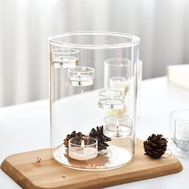 Set of 3 Cylinder Glass Decorative Hurricane Candle Holder Clear Votive Candle Holders Table Centerp
