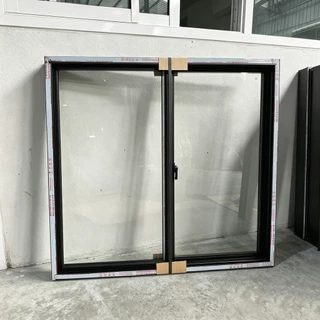 หน้าต่างอะลูมิเนียมบานเลื่อนคู่ กระจกนิรภัยแบบเทมเปอร์ 100x100 ซม.กระจกเทมเปอร์ มีหลายสี หน้าต่าง