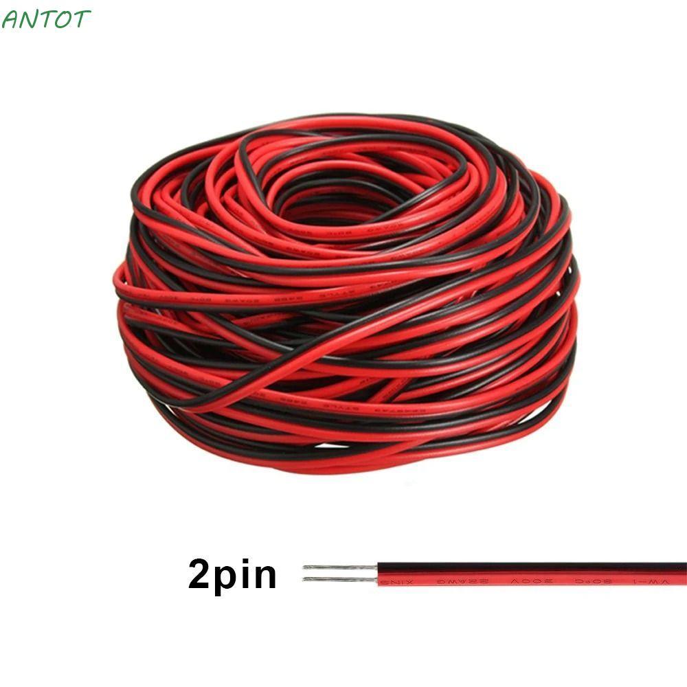 ANTOT 3/20M สายไฟ, PVC ฉนวนสายไฟทองแดง, Professional 2PIN 22AWG แถบ LED สีเดียวสีแดงสายสีดํา