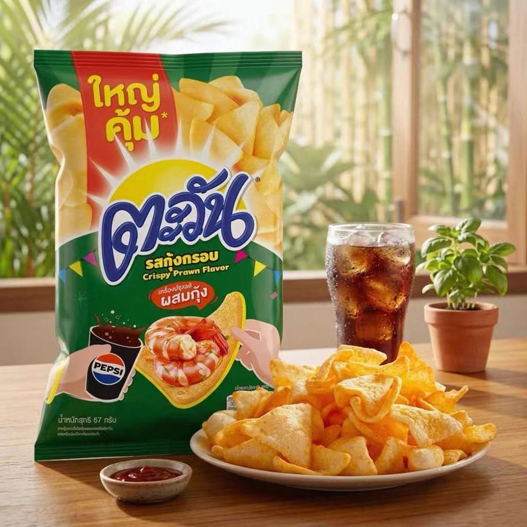 TAWAN TAWAN Potato Chips Triangle Chips ของว่างลําลองหลายรสชาติ 67g อาหารป่อง % LS260506