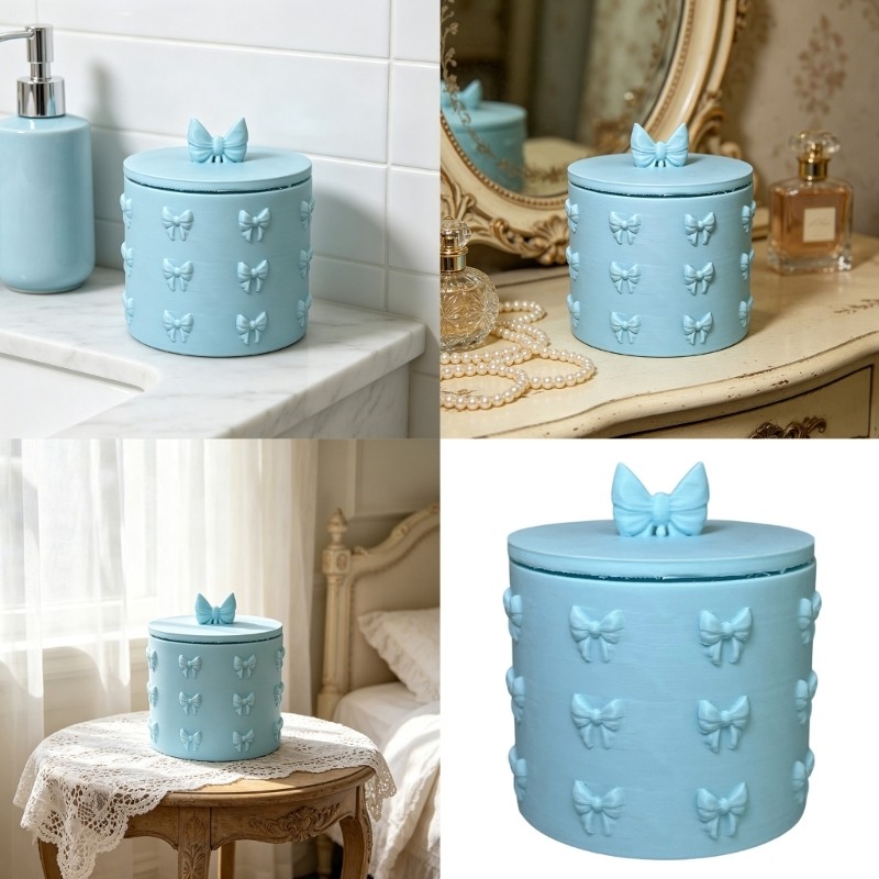 XY Pretty Bowknot Lid Storage Solution สําหรับ Home หรือ Workspaces Makeup Organiser