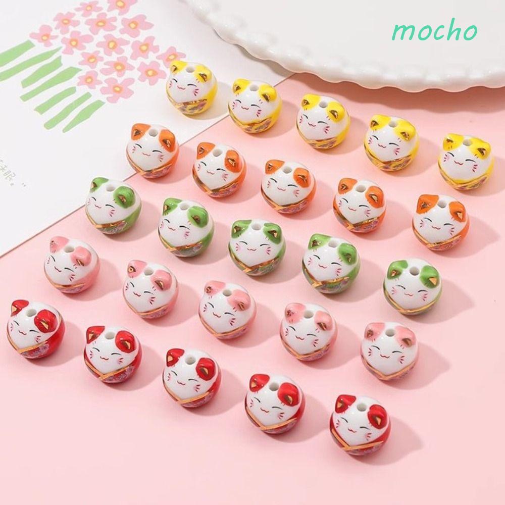 ลูกปัด MOCHO Maneki-eko, สร้อยข้อมือทําแมว ลูกปัดแมว พลูตัส, สร้อยคอญี่ปุ่นเซรามิกสวย Fortune Cat Lo