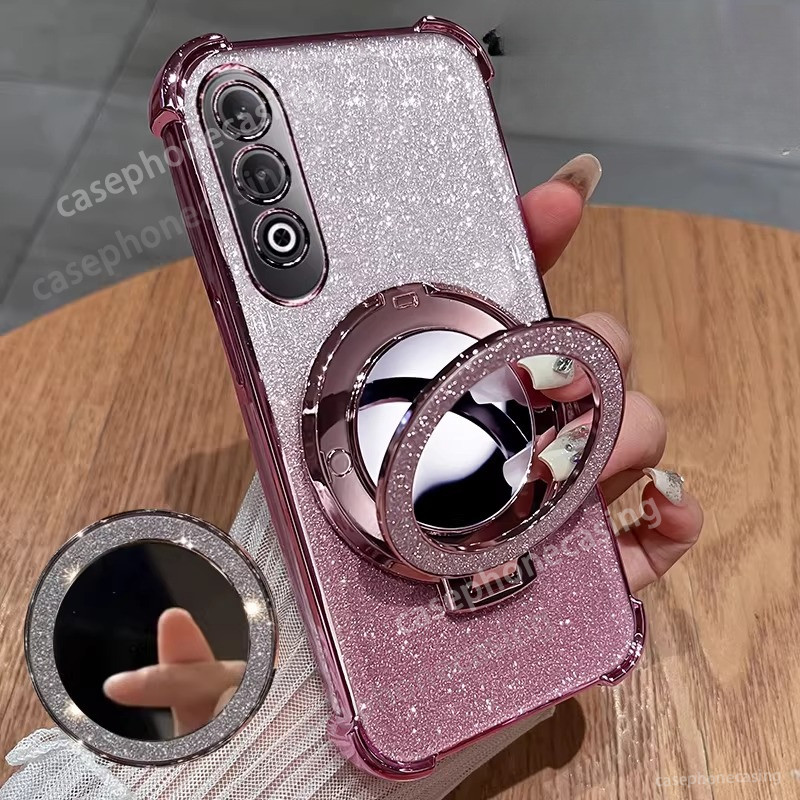 เคสโทรศัพท์สําหรับVivo V70 60 FE Elite V70Elite V70FE V60Lite 4G 5G 2026 ปลอกGlitterกระจกขาตั้งแม่เหล็กGlitterชุบซิลิโคนกันกระแทกเลนส์ป้องกันปกหลัง