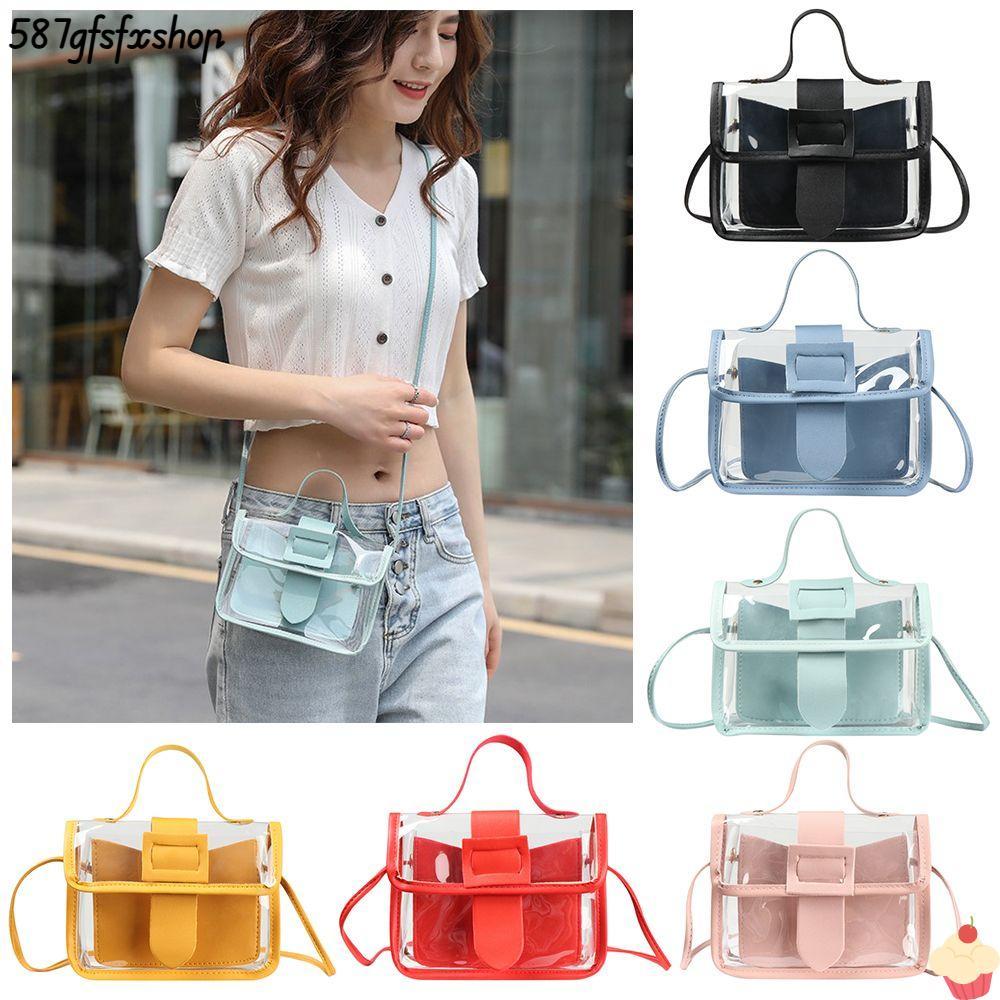 SWEETHOME Messager Bag Small Square Jelly Candy Color Clutches