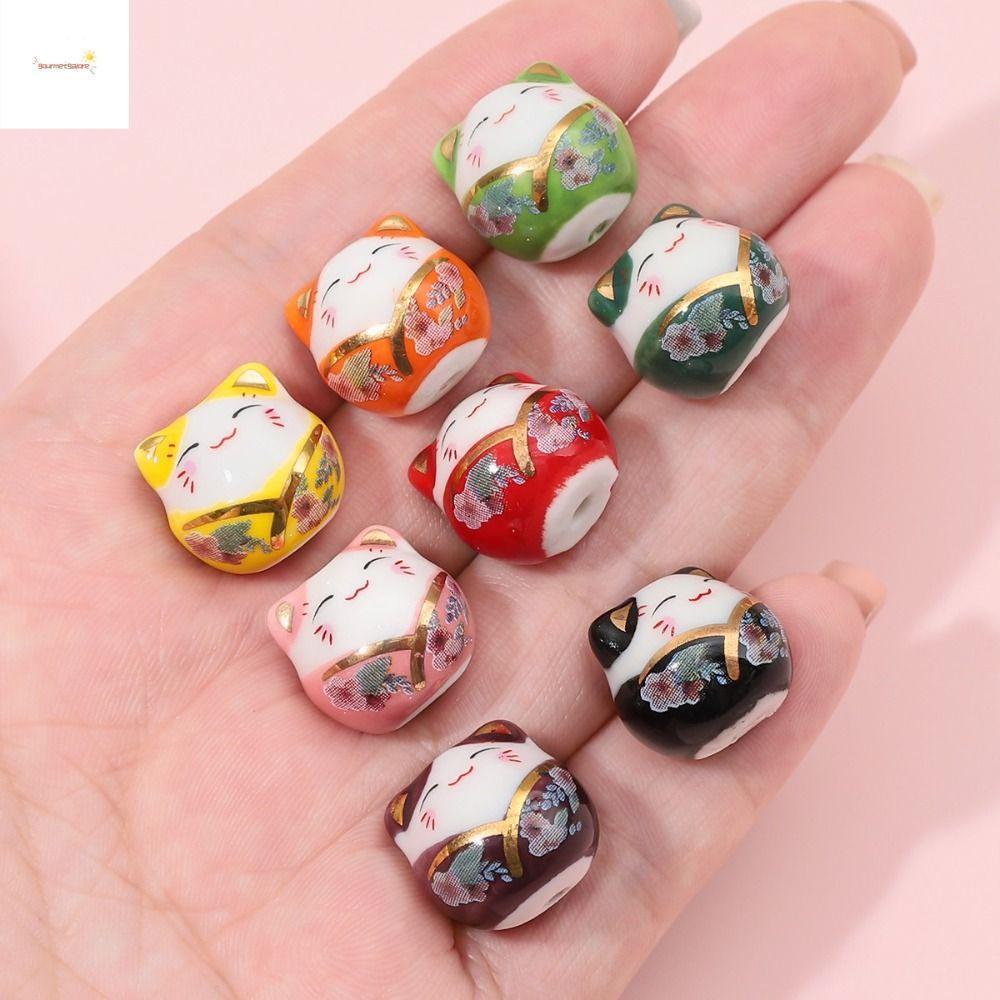 GOURMETGALORE Maneki-eko ลูกปัด, สร้อยคอ Makeing สร้อยข้อมือ Plutus Cat Bead, แฟชั่นญี่ปุ่น Handmade