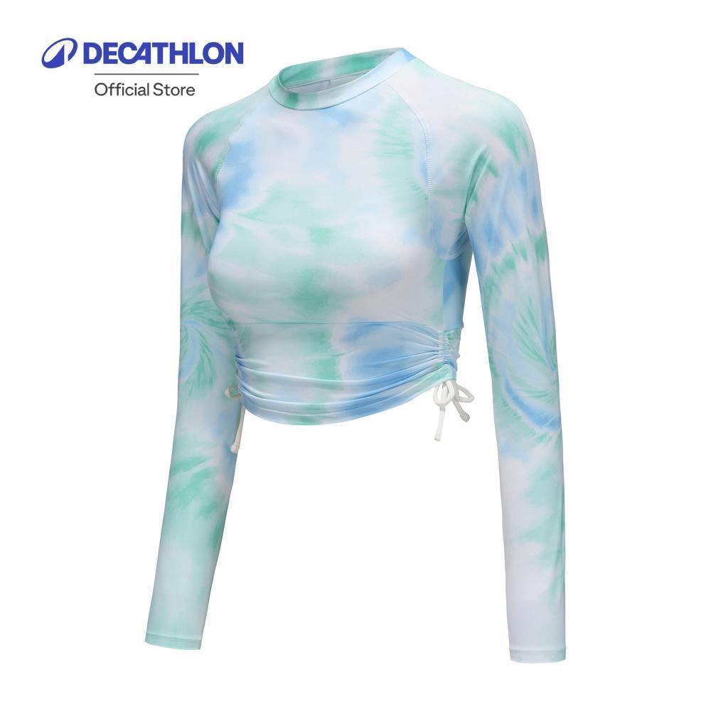 Decathlon Women'S Long Sleeve Uv-Protection Surfing Top เสื้อโต้คลื่นแขนยาวผู้หญิง รุ่น 100 Sunny Glory - Green