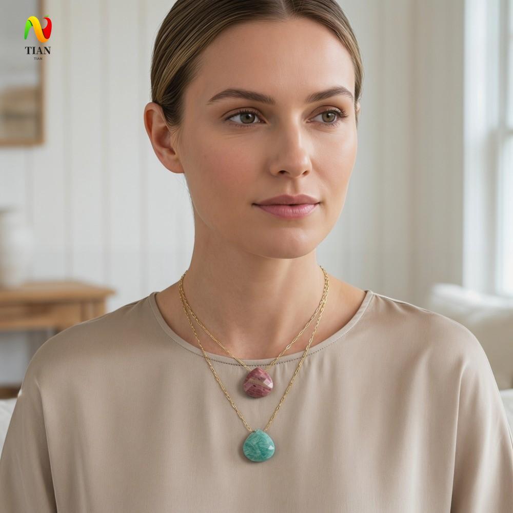 INQUIRY IMPACT Waterdrop จี้สร้อยคอ,สแตนเลส Minimalist สร้อยคอ,แฟชั่นเครื่องประดับหรูหรา Choker สีสั