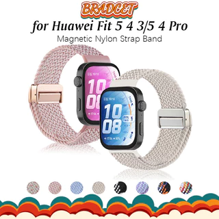 หัวเข็มขัดแม่เหล็กถักไนล่อนสายรัด for Huawei Watch Fit 5 4 3 / 5 Pro / 4 Pro กีฬานุ่มสายรัดข้อมือเข็มขัดลมหายใจ
