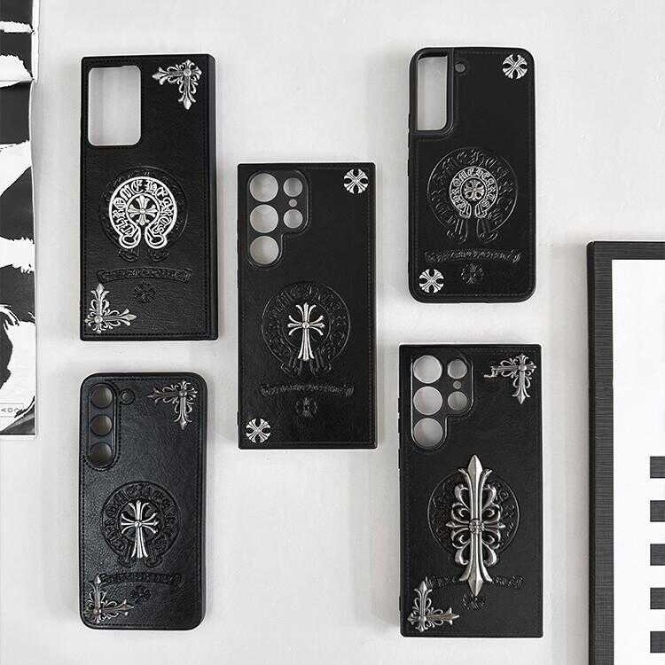 คลาสสิก Chrome Badge Cross ฝาครอบหนังสําหรับ Samsung Galaxy S22 S23 S24 S25 S26 Plus Ultra กรณีป้องกัน