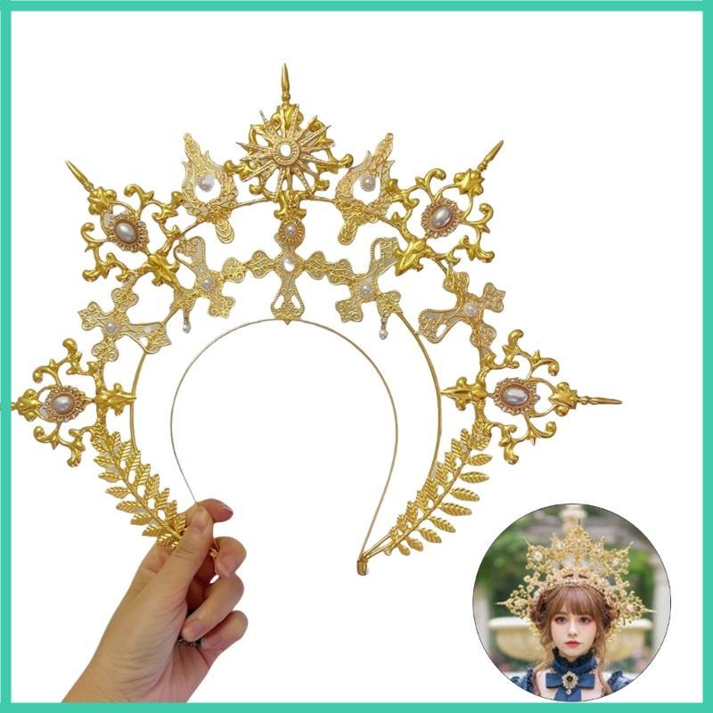 CIND Sweet Charm Baroque Crowned Hairband หมวกสําหรับกิจกรรมธีมและผู้ที่ชื่นชอบแฟชั่นโกธิค
