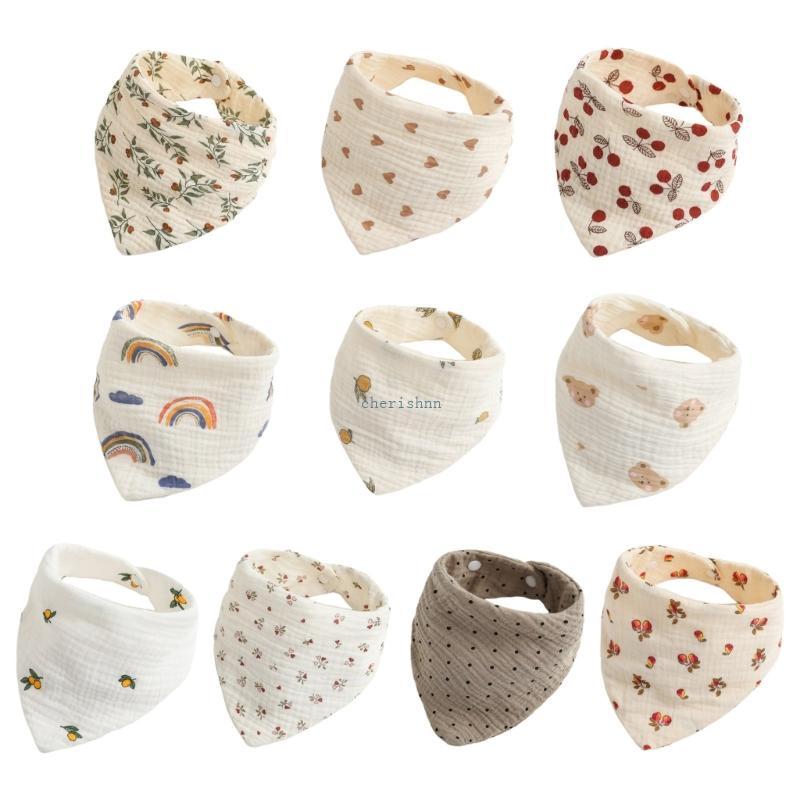 CH* ดอกไม้ Burp Burp ผ้า Feeding Bib สําหรับเด็กทารกชายหญิง 0-12M พร้อมปุ่มซ่อน