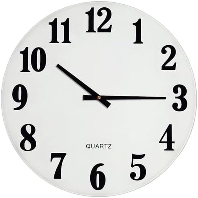 Lulu Decor, 22" Slim Wall Clock with Modern Black Glass Dial, Glow in The Dark Hands and Arabic Numb