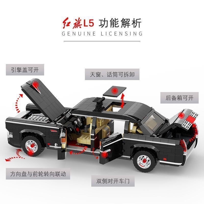 Xinyu เทคโนโลยี Yuechuang XQ-HQ001 ธงสีแดง L5 เครื่องจักรเข้ากันได้กับ Lego ผู้ใหญ่ประกอบรุ่นของเล่น