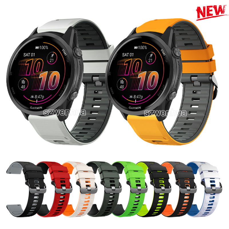 บล็อกสีสายนาฬิกาซิลิโคนสําหรับผู้เบิกทาง Garmin 255/M 265/M 165 55 158 570 42 มม.245/M 645/M ยืดหยุ่นทนต่อการฉีกขาดติดทนนาน