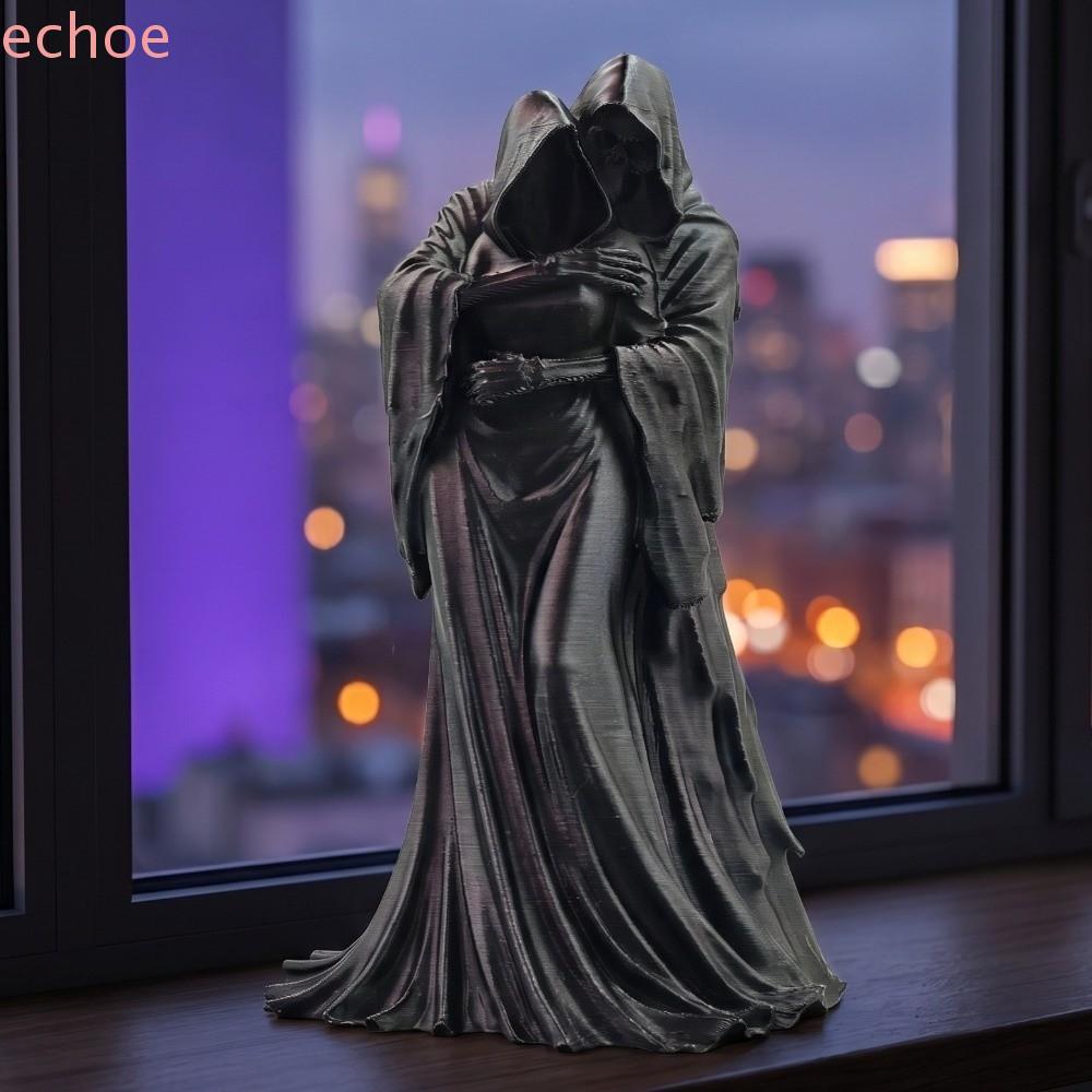 ECHOEDGE โครงกระดูกสไตล์ Dark 3D พิมพ์ประณีต ตกแต่งบ้าน/ห้องนอน Retro Gothic Embracing ท่าทาง