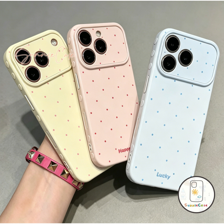 เรียบง่ายสีทึบคลื่นจุดวัยรุ่นหัวใจตกทนสำหรับ IPhone 17 Air 14 16 XR XS Max 11 16 7 8 15 Plus  Air 13 16 14 Pro