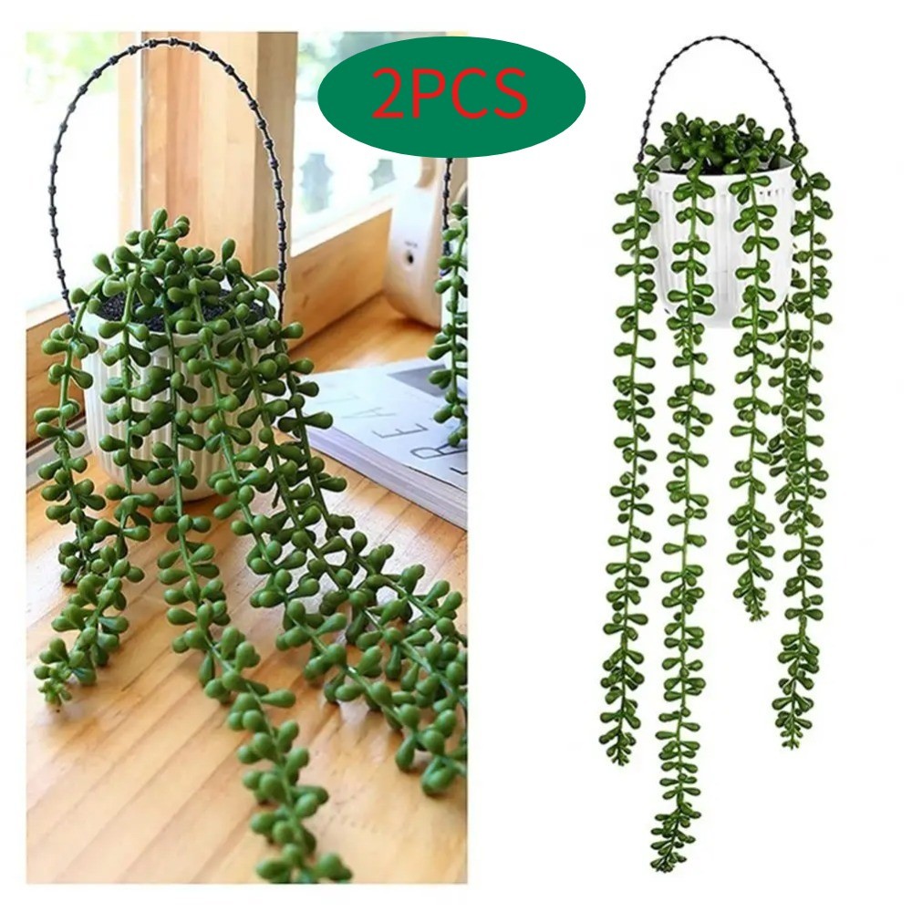 1/2 ชิ้นประดิษฐ์ Pothos, String of Pearls ประดิษฐ์ Pothos พืชสีเขียวตกแต่งพื้นหลัง, พื้นหลังในร่มตกแ