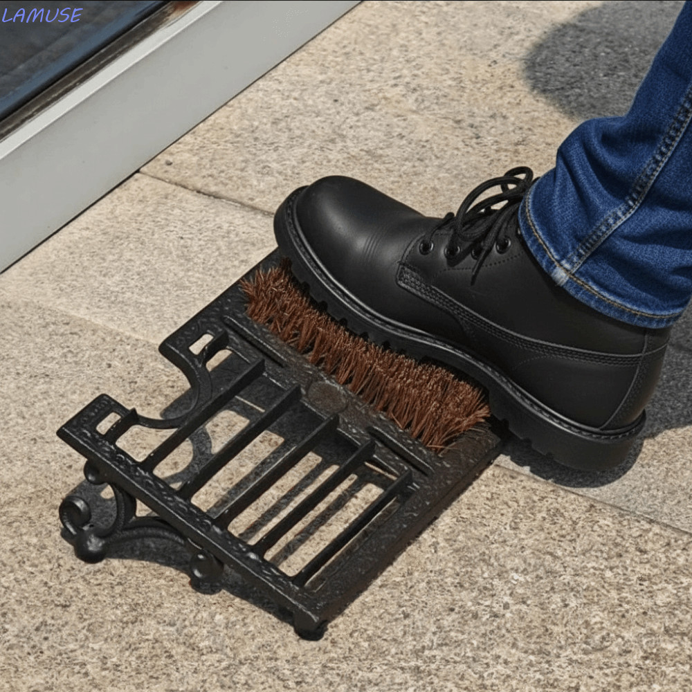 LAMUSE Boot Brush Scraper, Angled Vintage Boot Scrubber, เหล็กหล่อชนบทขนแปรงแข็งไม่มีประกอบ Needed S