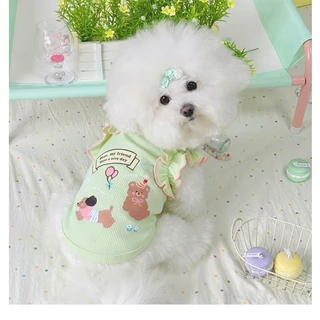 Simple Lace Camisole Casual Cartoon Summer Thin Pet Clothes for Small Dogs Bichon Teddy