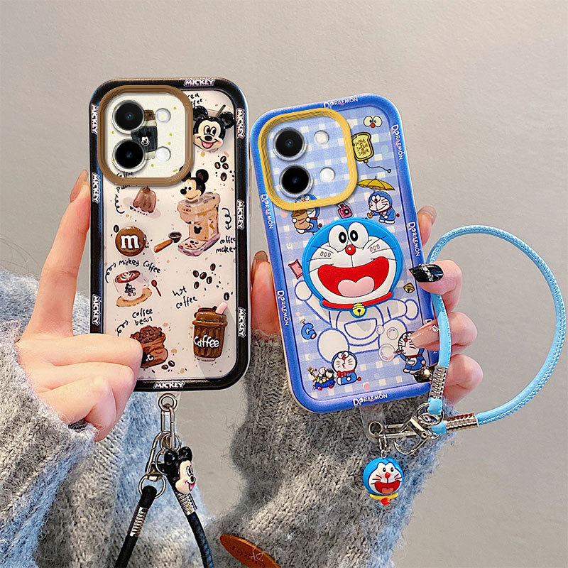 เคสโทรศัพท์กันกระแทกความงามสุภาพสตรีสไตล์พร้อมเชือกเส้นเล็ก vivo y03 y18 y18e y28 y38 y27 y27s y30 y