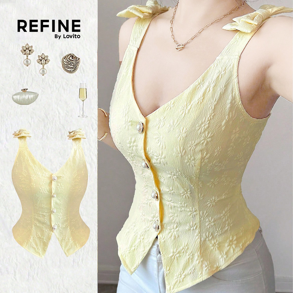 K5-APR26-L-ทอเนื้อคอโบว์และเอวแคบชุดแฟชั่นElegant All-MatchสุภาพสตรีTop-TKR35P1D022
