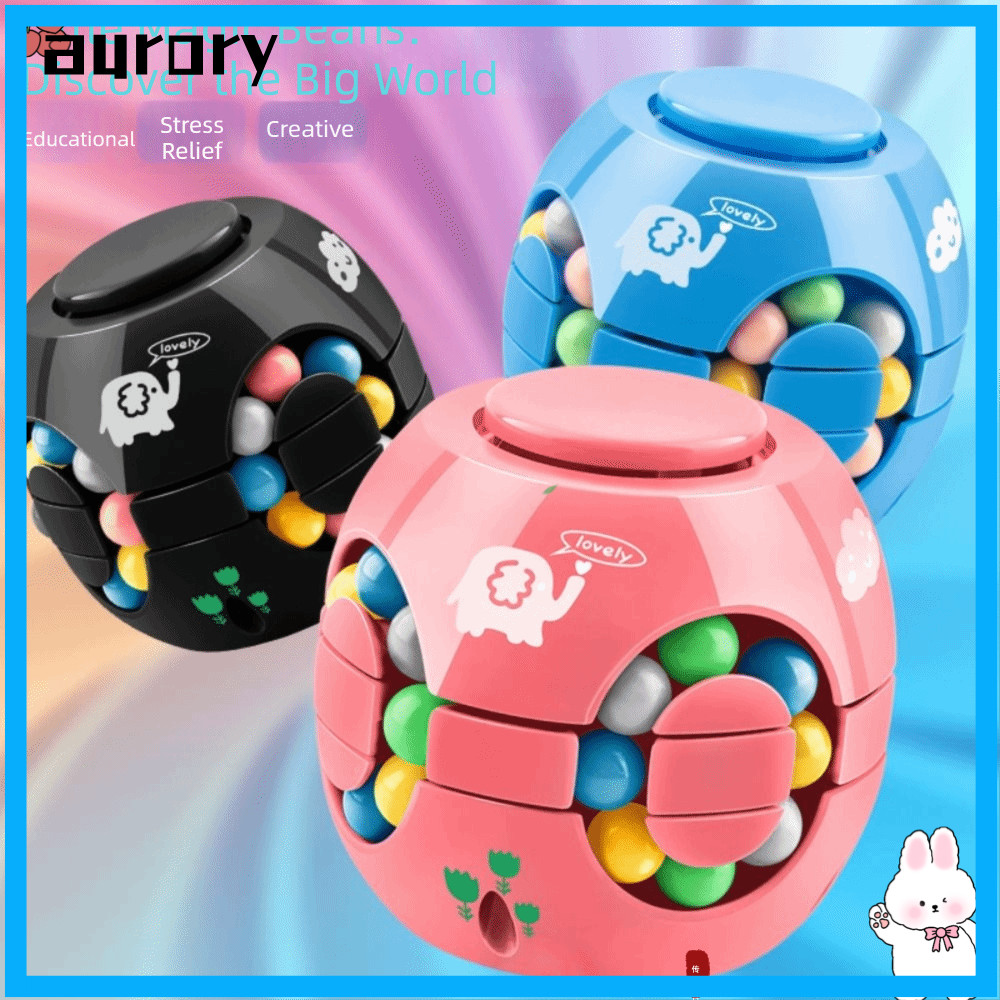 AURORY Magic Bean Cube Spinner, พลาสติกหมุน Ball หมุน Ball, Finger Gyro Finger Spinner Gyro