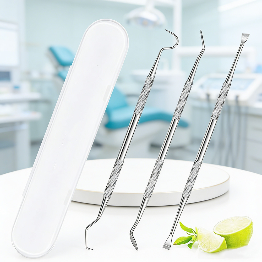 3 Pcs Teeth Cleaning Tool Oral Care / ชุดเครื่องมือทันตกรรม แบบสเตนเลสสตีล สําหรับทําความสะอาดช่องปาก จํานวน 3 ชิ้น