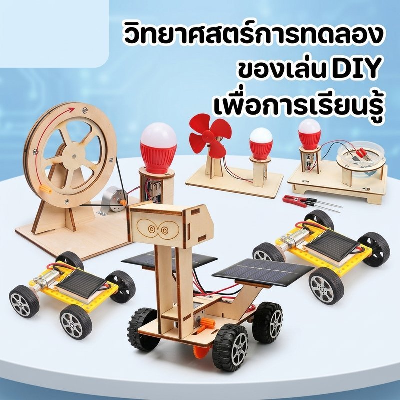ของเล่นวิทยาศาสตร์ หลอดไฟเครื่องกำเนิดไฟฟ้า DIY ไม้ ประกอบมือ เรียนรู้ฟิสิกส์ เด็กประถม มัธยม