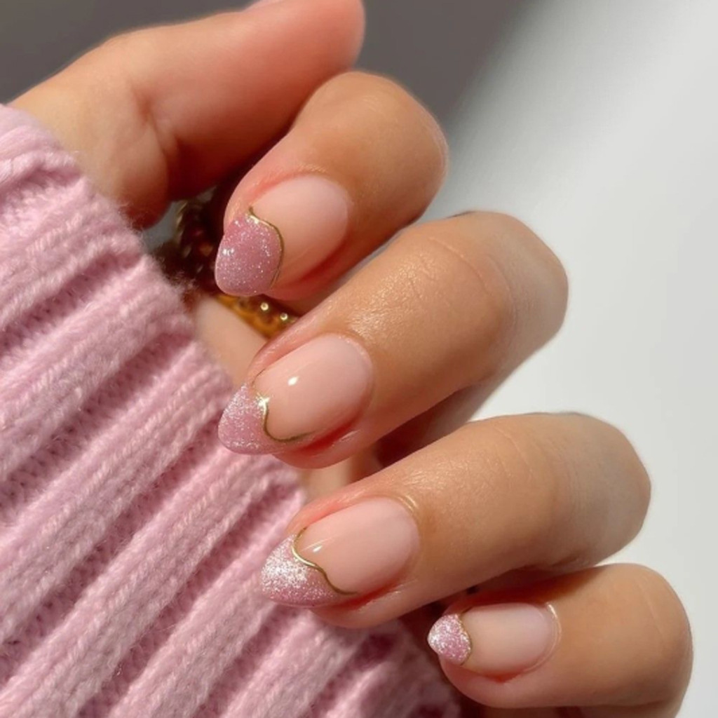 Simple French Cat Eye Short Almond Shaped Press-On Nails