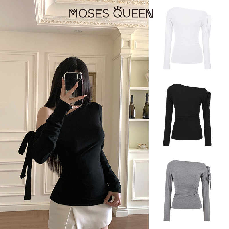 < MOSESQUEEN > เสื้อผ้าสูทสตรีแขนยาวแบบออฟ-สโบร์ ตัวยาว กระชับ หลากสี ดูเซ็กซี่และหรูหรา ใส่ได้ทุกวัน เหมาะสำหรับการออกเดทและใช้ในชีวิตประจำวัน #63270